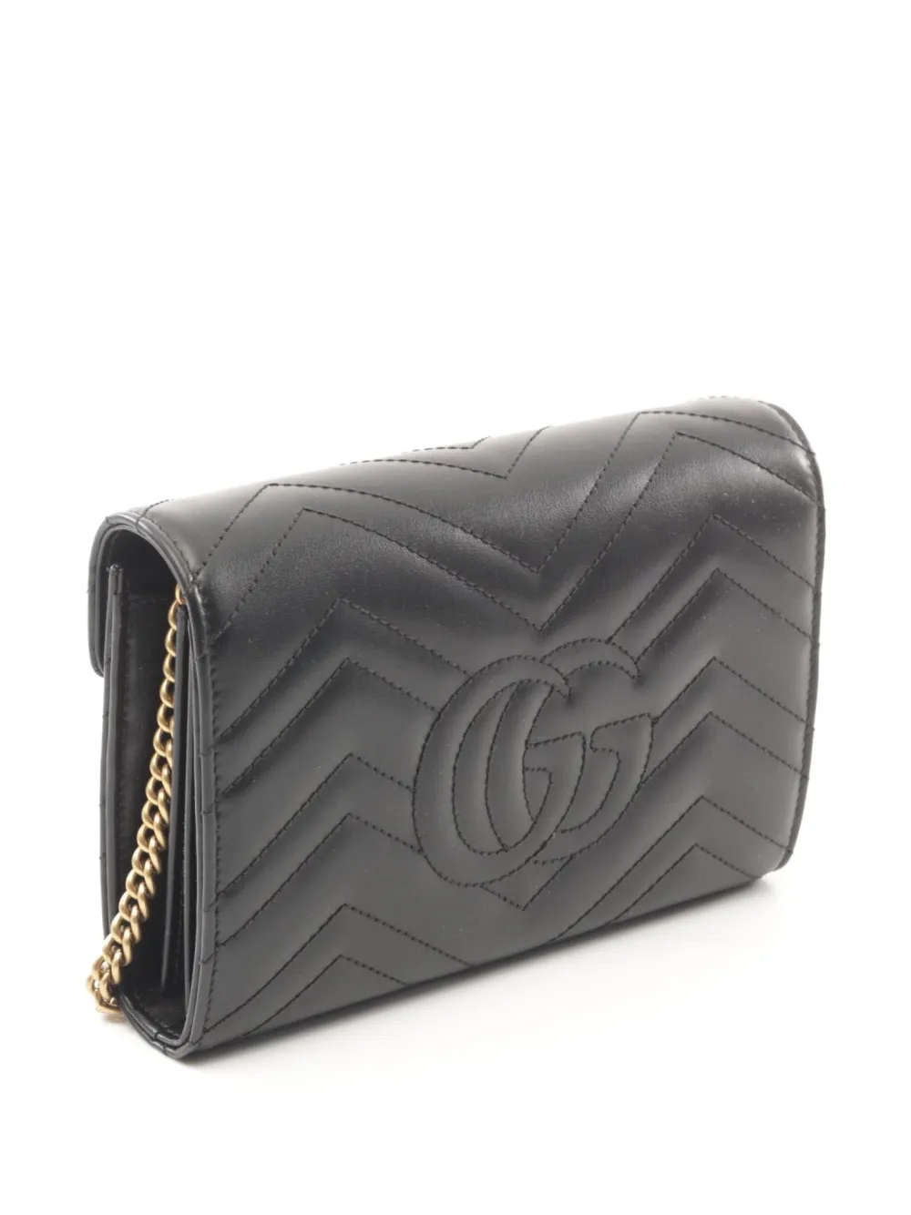 Gucci Pre-Owned 2020s mini GG Marmont wallet-on-chain - Zwart