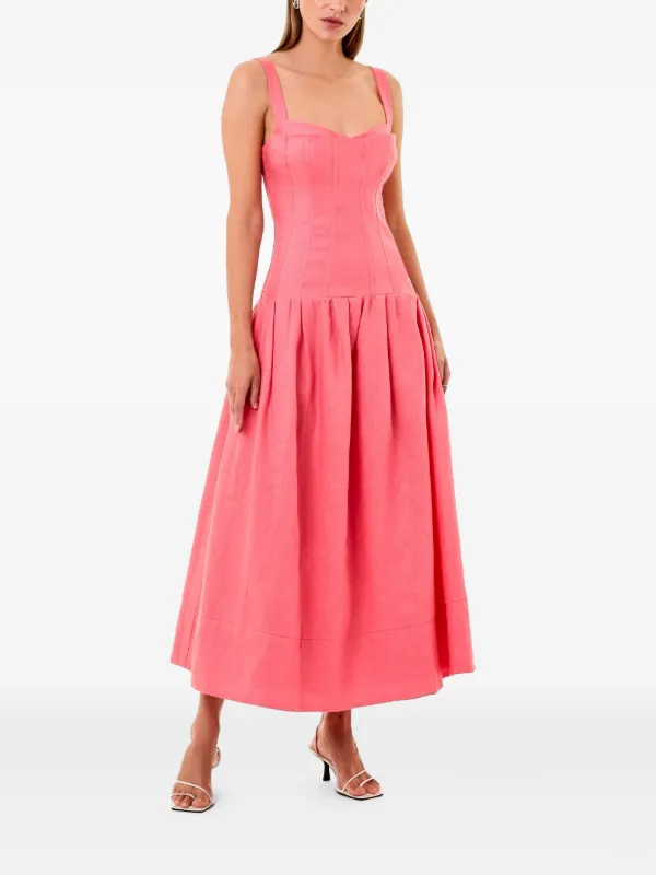 party wear a line dress for women Casual Halter Neck A-Line Dress Sleeveless Belted Swing Pleated Cocktail Party Beach Mini Dresses, Wine Red / S
