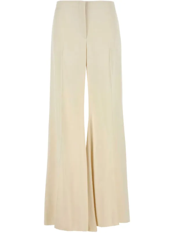 Alexander McQueen Satin Wide-leg Trousers in Neutrals