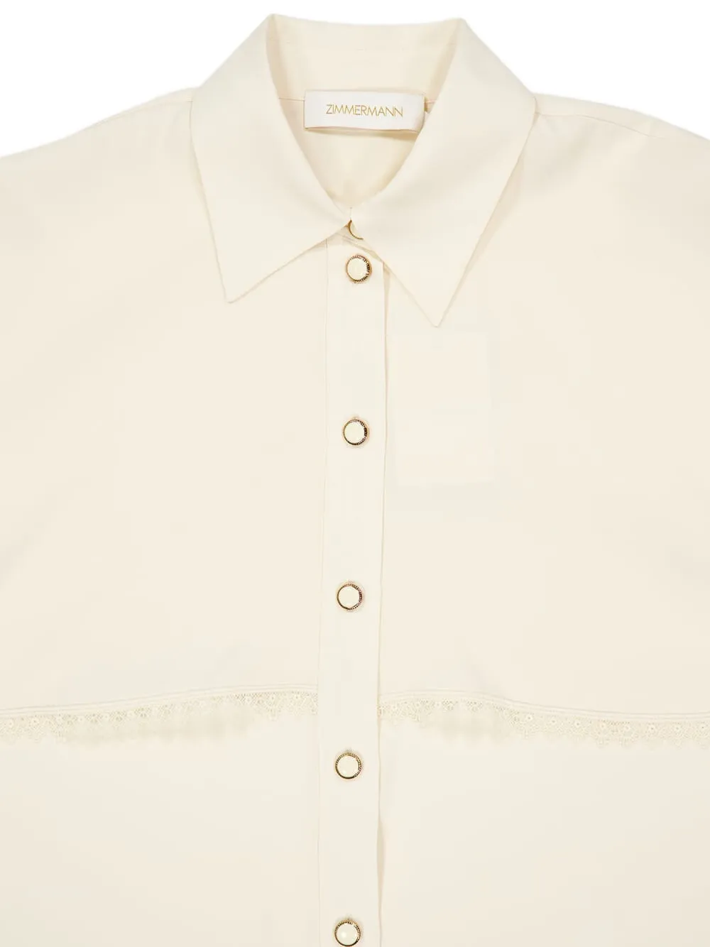 ZIMMERMANN Blouse met cape en kanten afwerking Beige