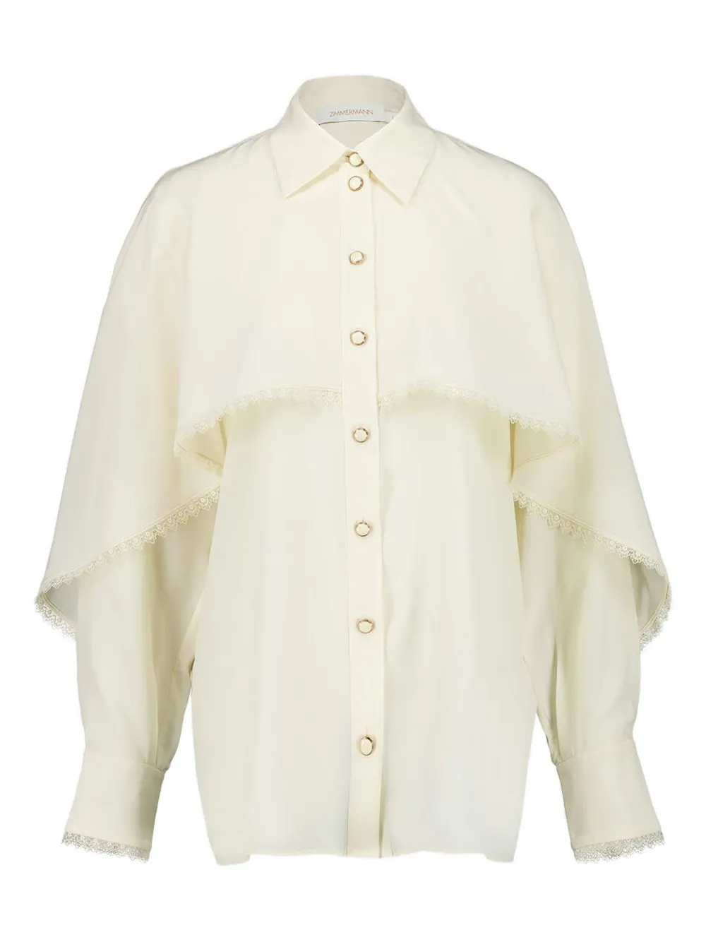 ZIMMERMANN lace-trimmed cape blouse | Neutrals | Image 1