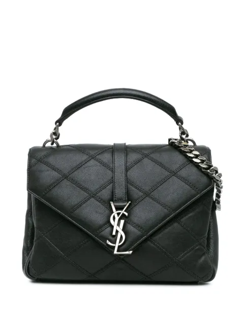 Saint Laurent Pre-Owned bolsa satchel Medium Quilted Diamond Calfskin Monogram College 2016