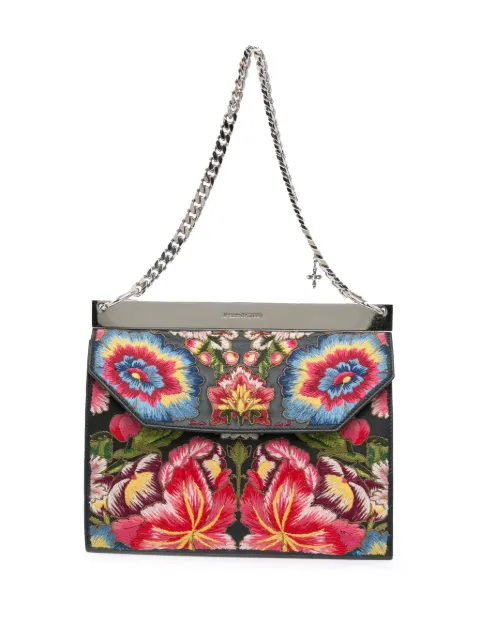 Alexander McQueen Pre-Owned 2019-2020 Embroidered Calfskin Floral Chain shoulder bag