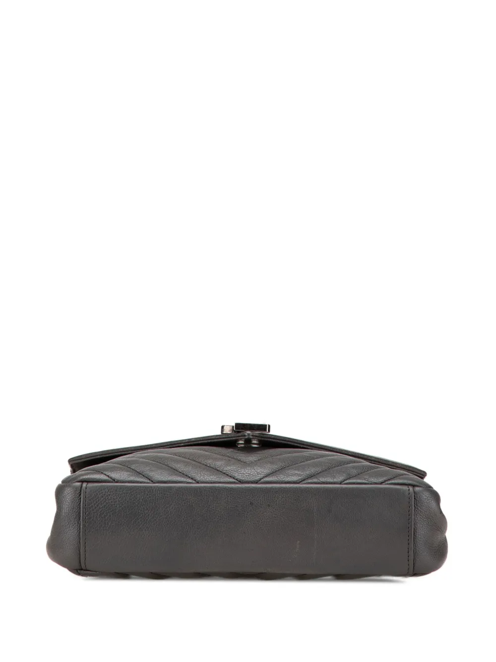 Pre-owned Saint Laurent 2018-2024 Medium Monogram Chevron Sheepskin College Satchel In Grey