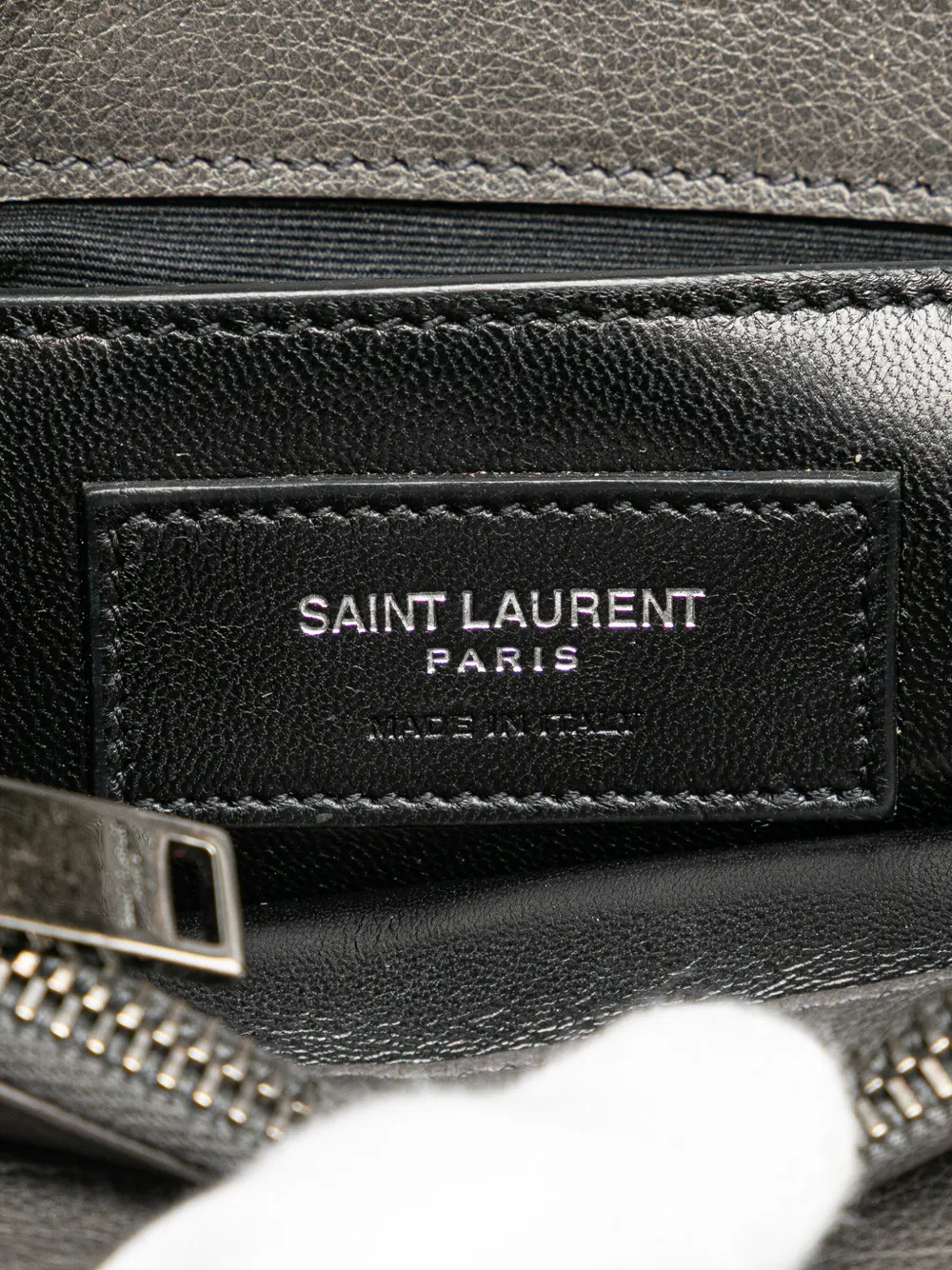 Pre-owned Saint Laurent 2018-2024 Medium Monogram Chevron Sheepskin College Satchel In Grey