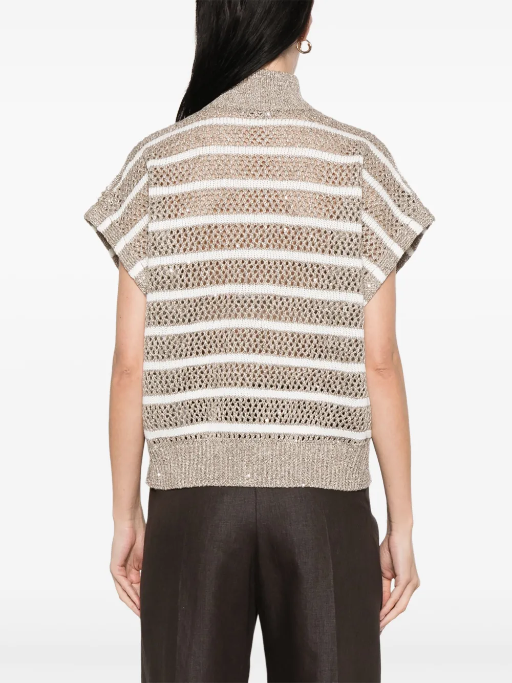 Brunello Cucinelli Vest met pailletten Beige