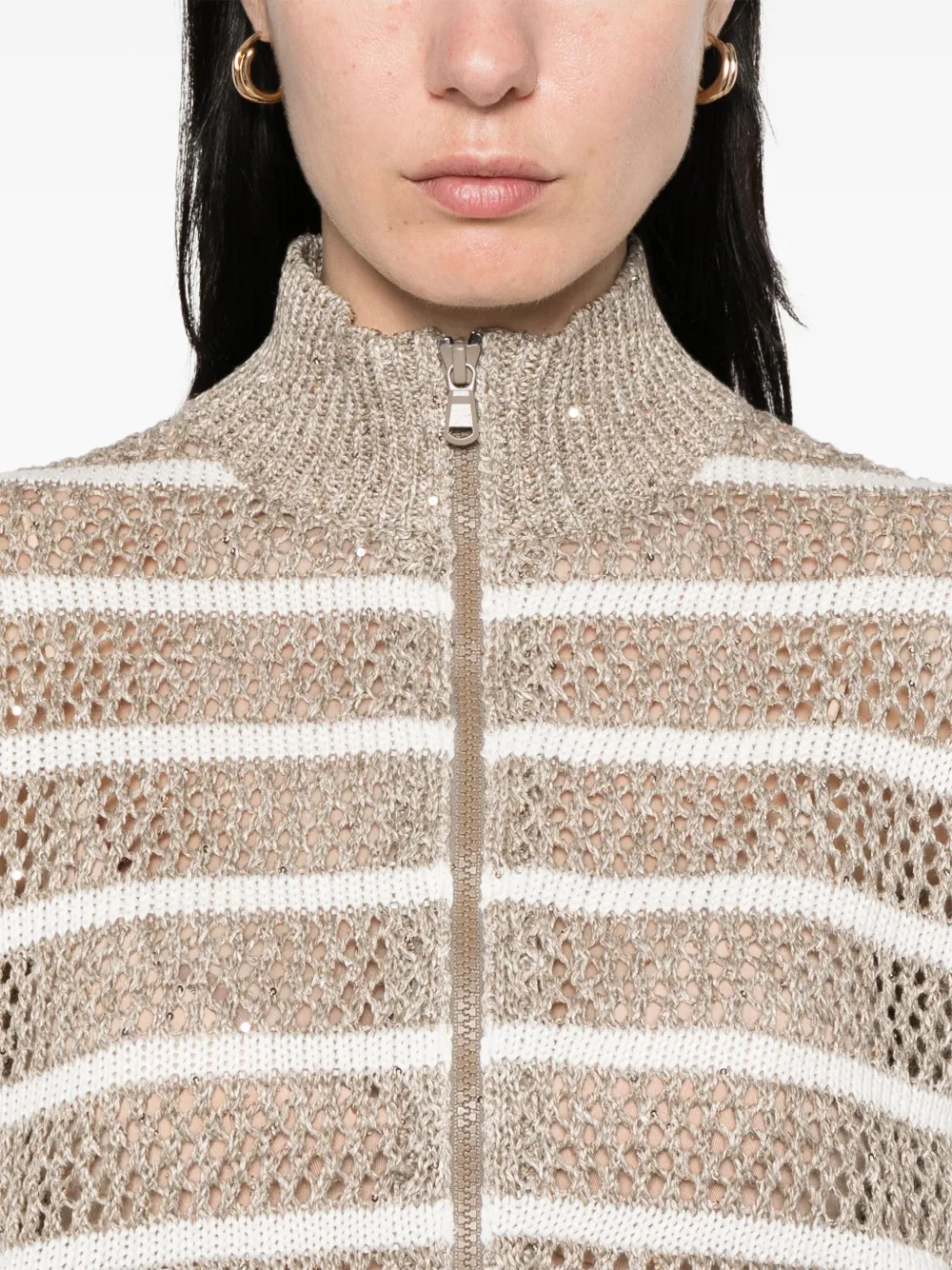 Brunello Cucinelli Vest met pailletten Beige