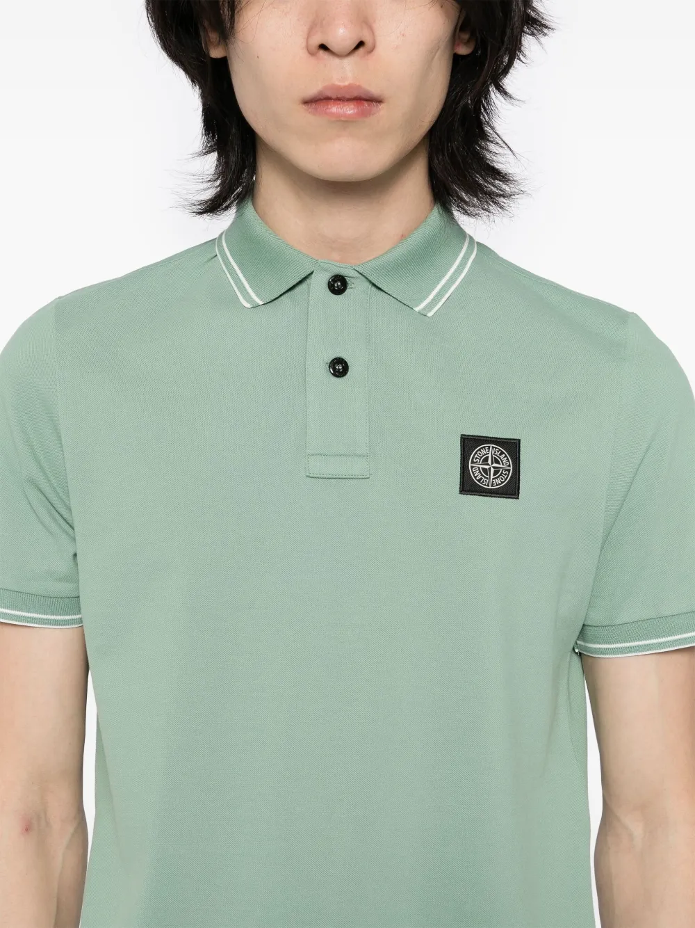 Stone Island Poloshirt met logopatch Groen
