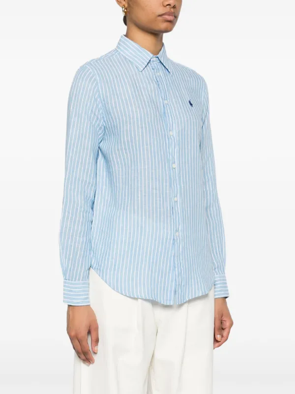 Polo by Ralph Lauren　リネン　ストライプシャツ　ブルー Polo Ralph Lauren ストライプ シャツ | ブルー | FARFETCH JP