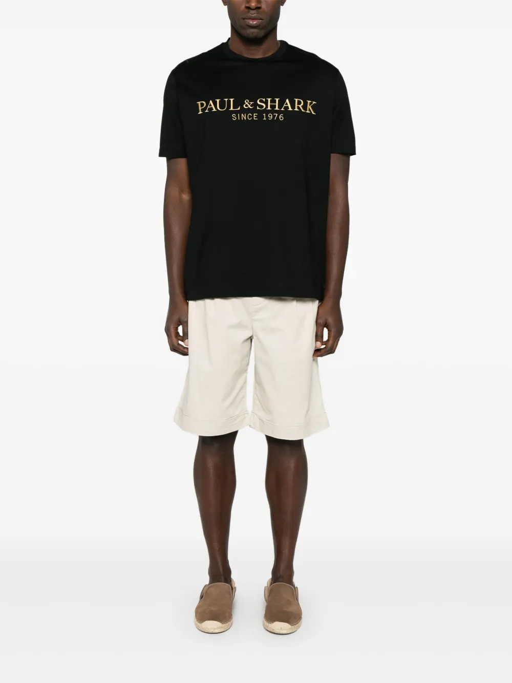 Paul & Shark T-shirt met geborduurd logo - Zwart