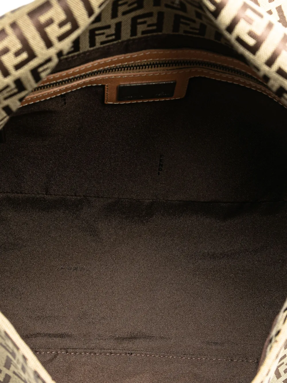 Pre-owned Fendi 2010-2024 Zucchino Canvas Mamma Forever Shoulder Bag In Brown