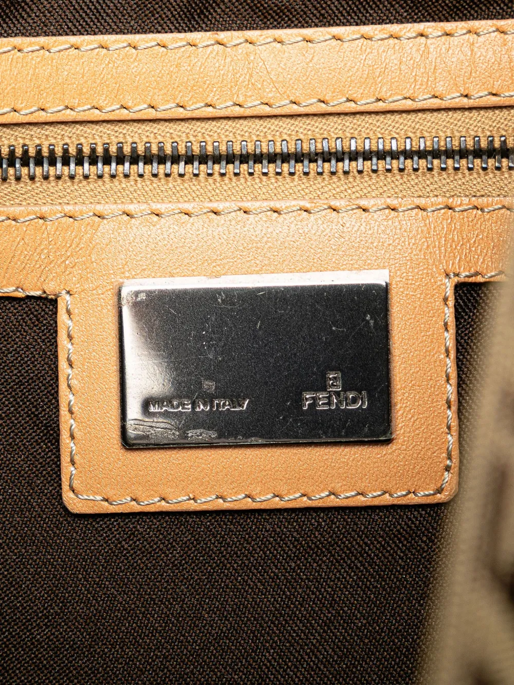 Pre-owned Fendi 2010-2024 Zucchino Canvas Mamma Forever Shoulder Bag In Brown