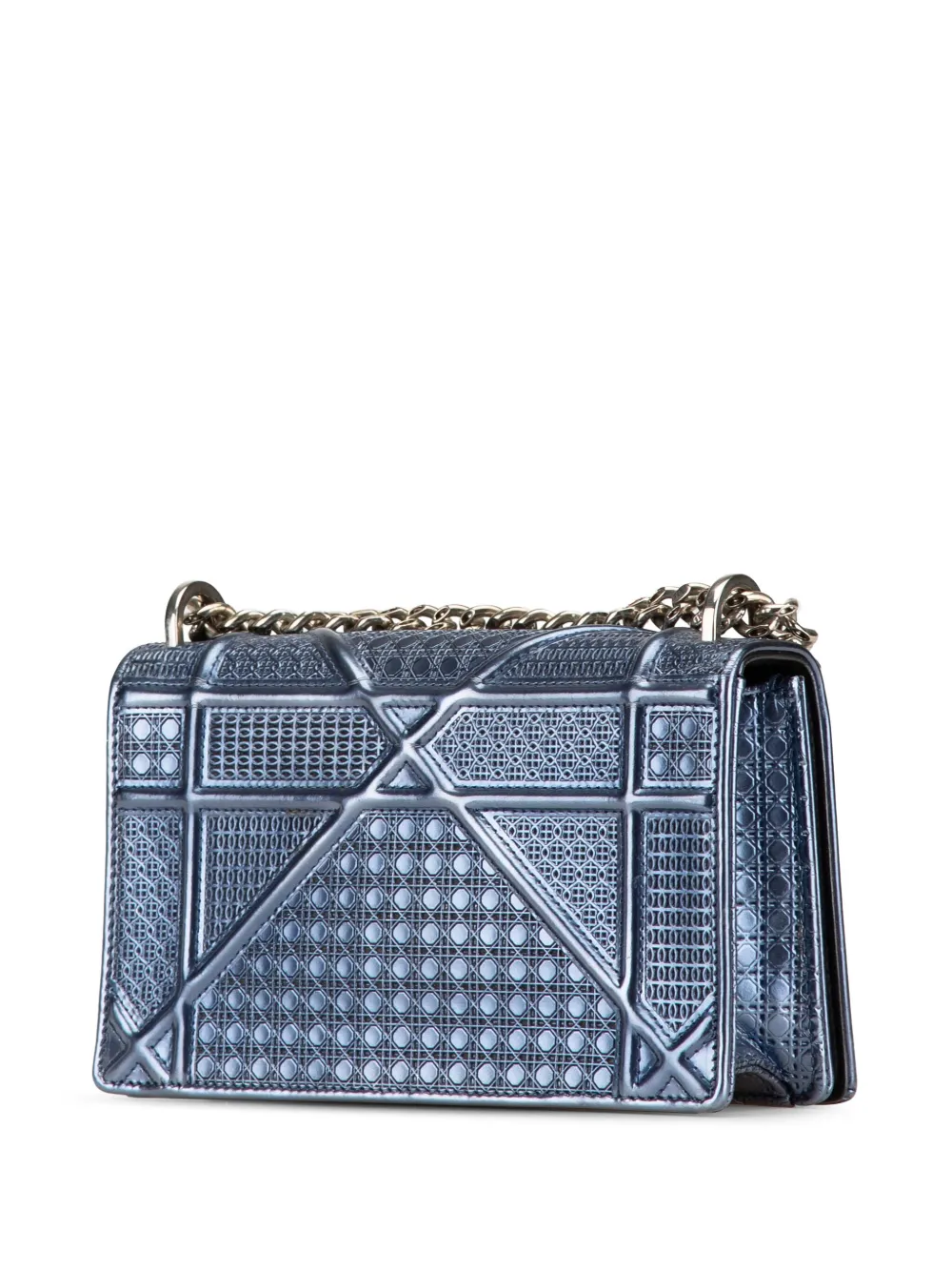 Christian Dior Pre-Owned 2015 Mini Metallic Microcannage Diorama Flap lakleren crossbodytas - Blauw