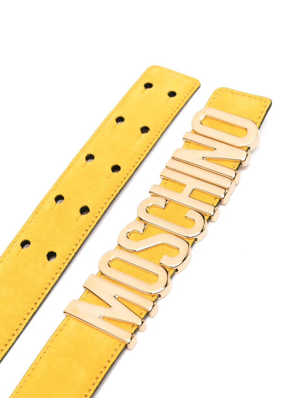 Moschino Riem met logogesp - Geel