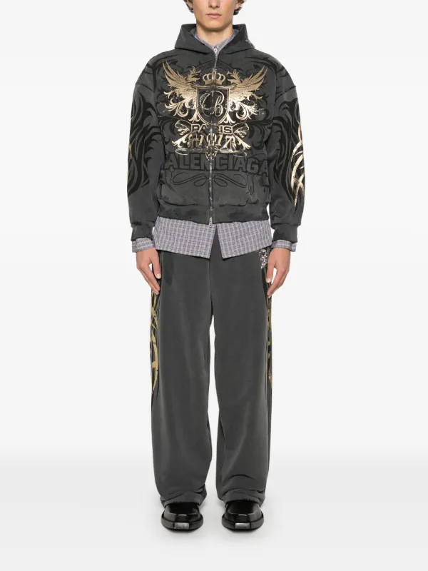 Balenciaga Tacky gold-print Track Pants | FARFETCH