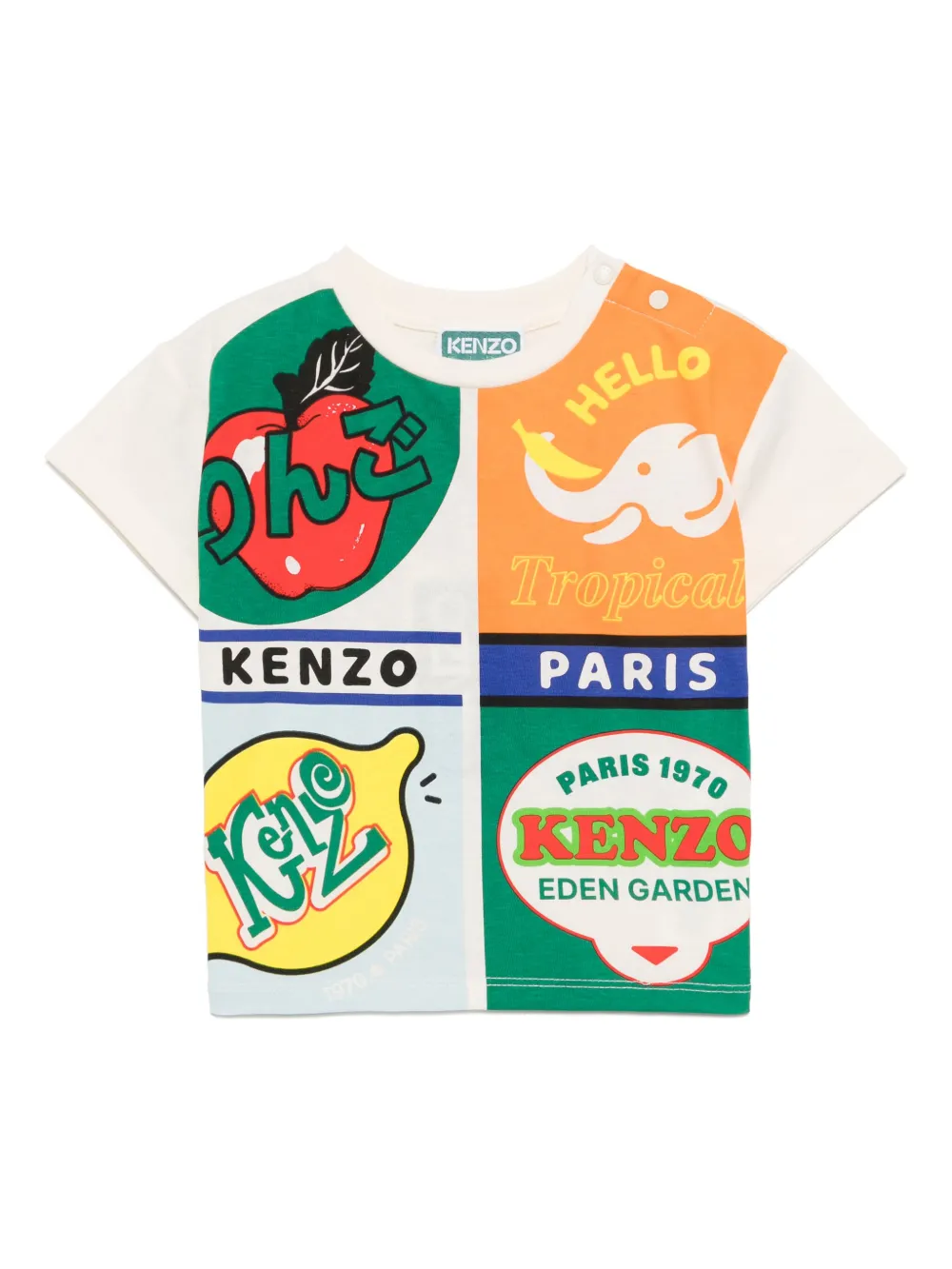 Kenzo Kids T-shirt met grafische print Geel