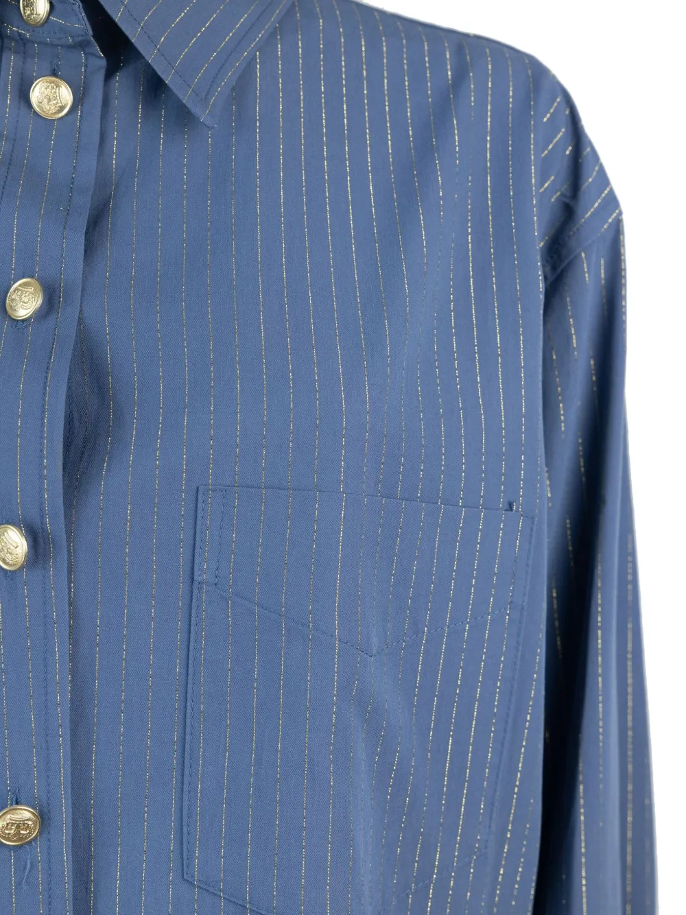 A Paper Kid Camicia Con Bottoni A Contrasto Blu In Blau