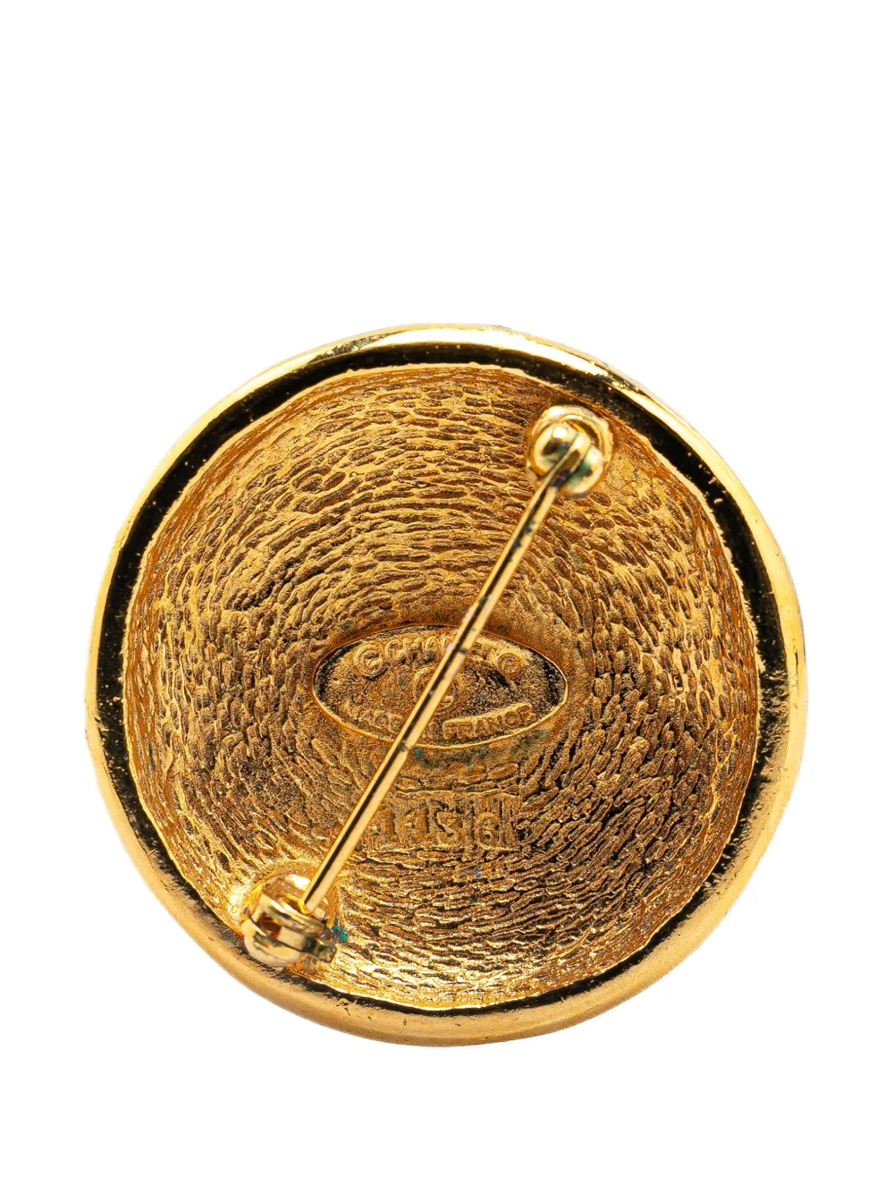 CHANEL Pre-Owned 1970-1980 CC vergulde ronde broche - Goud