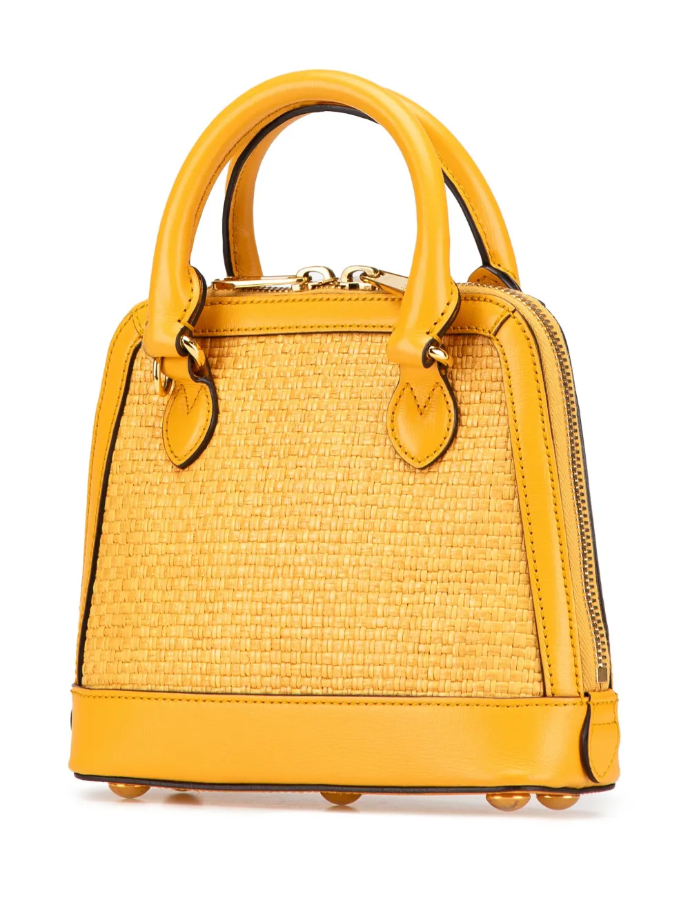 Gucci Pre-Owned 2016-2024 Mini Raffia Horsebit 1955 boekentas met handgreep - Geel