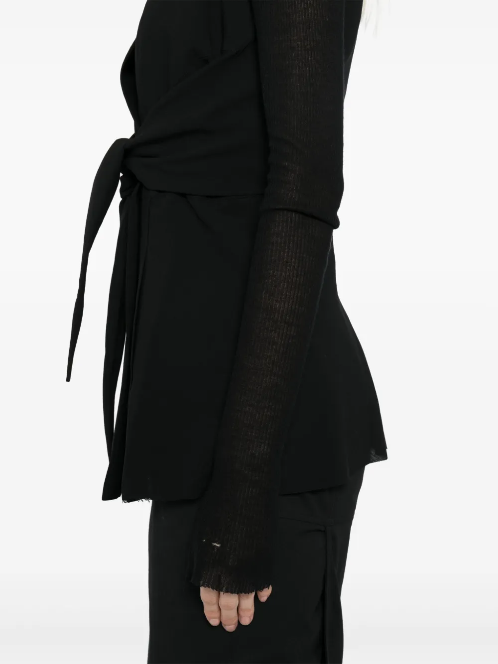 Rick Owens Strutter Wool Wrap Top In Black