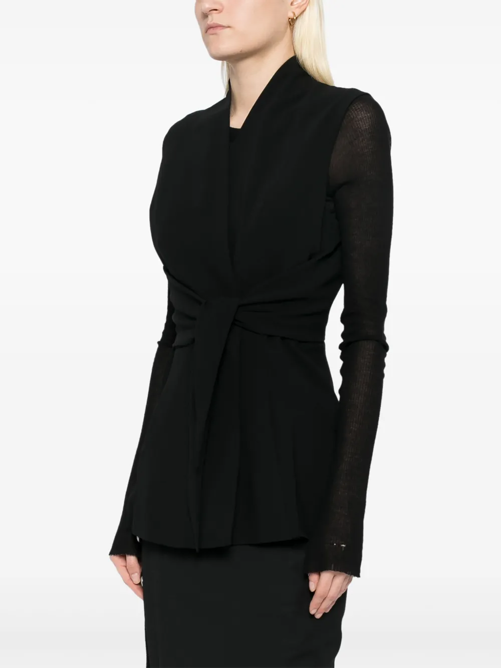 Rick Owens Strutter Wool Wrap Top In Black