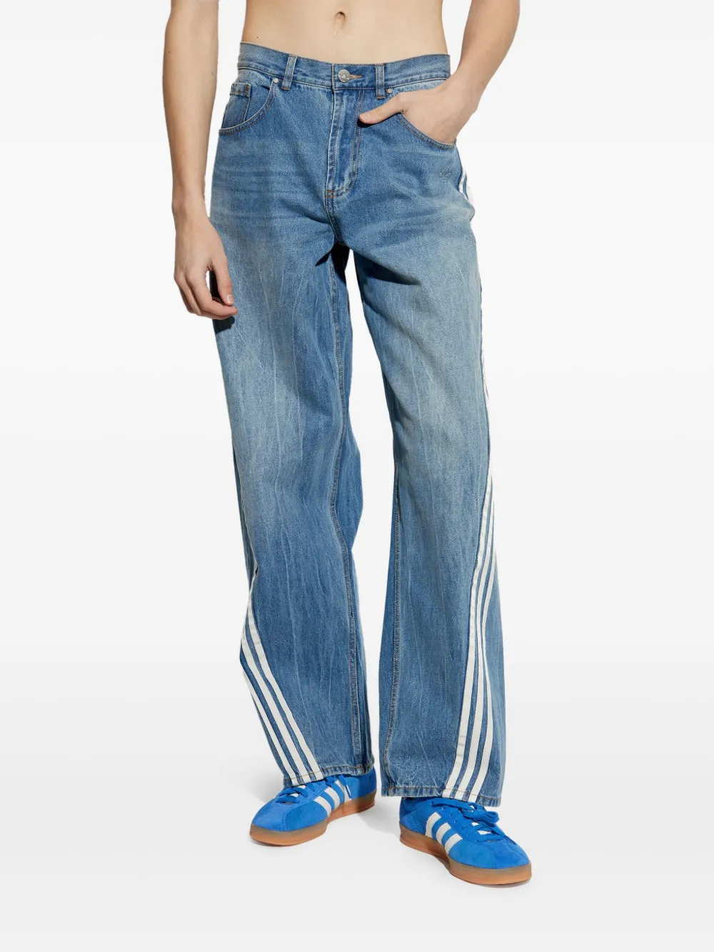 adidas Jeans met wijde pijpen Blauw