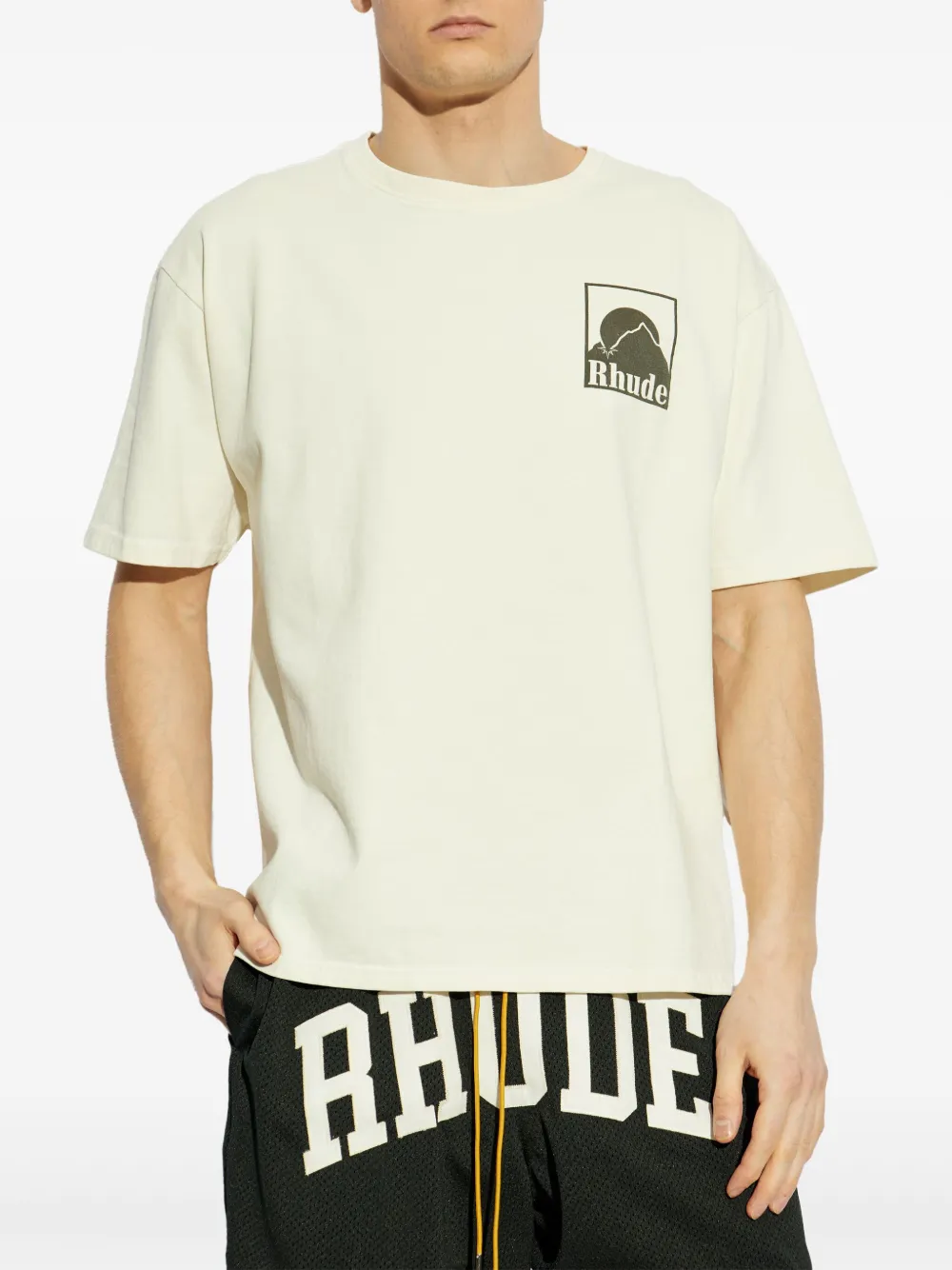 RHUDE T-shirt met logoprint Beige
