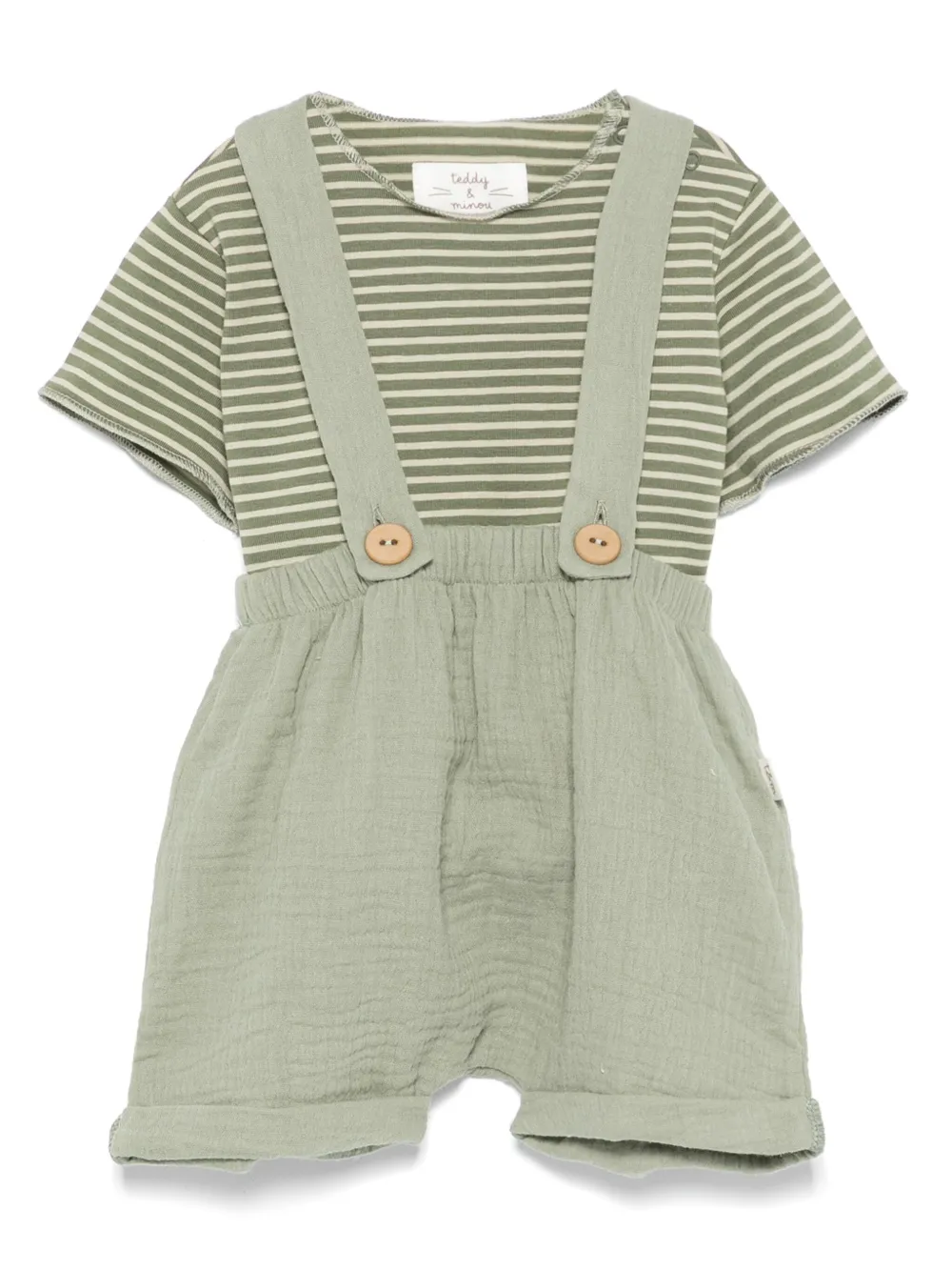 TEDDY & MINOU striped T-shirt and shorts set | Green | Image 1