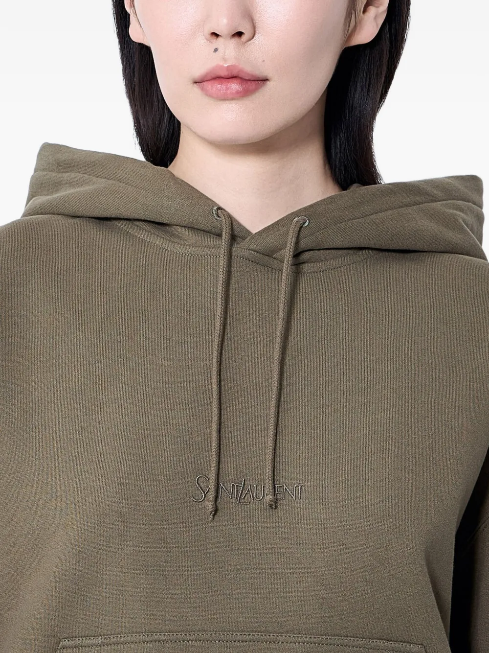 Saint Laurent Hoodie met geborduurd logo Groen