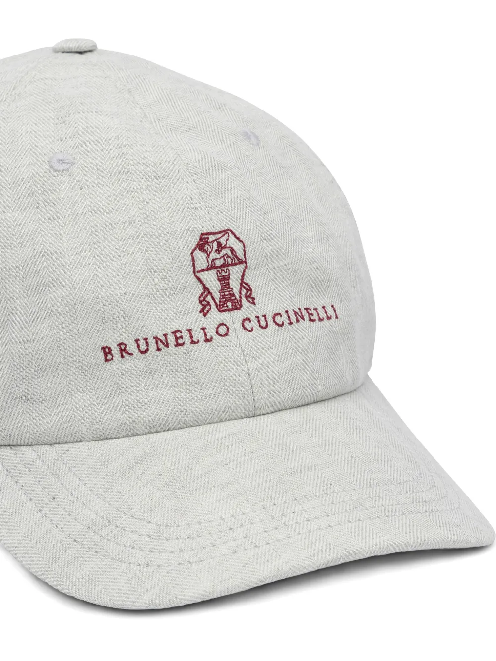 Brunello Cucinelli Linen-wool-silk Embroidered Baseball Cap In Grey