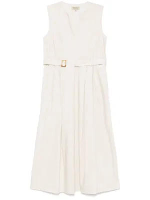 Calvin Klein - belted sleeveless shirt dress - women - Lyocell/Linen/Flax - 2 - Green