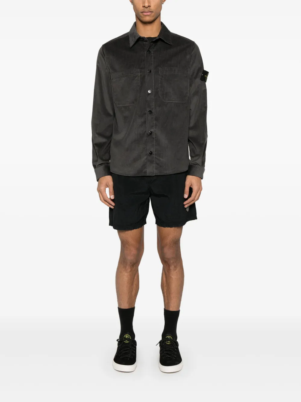 Stone Island Ribfluwelen overhemd - Grijs