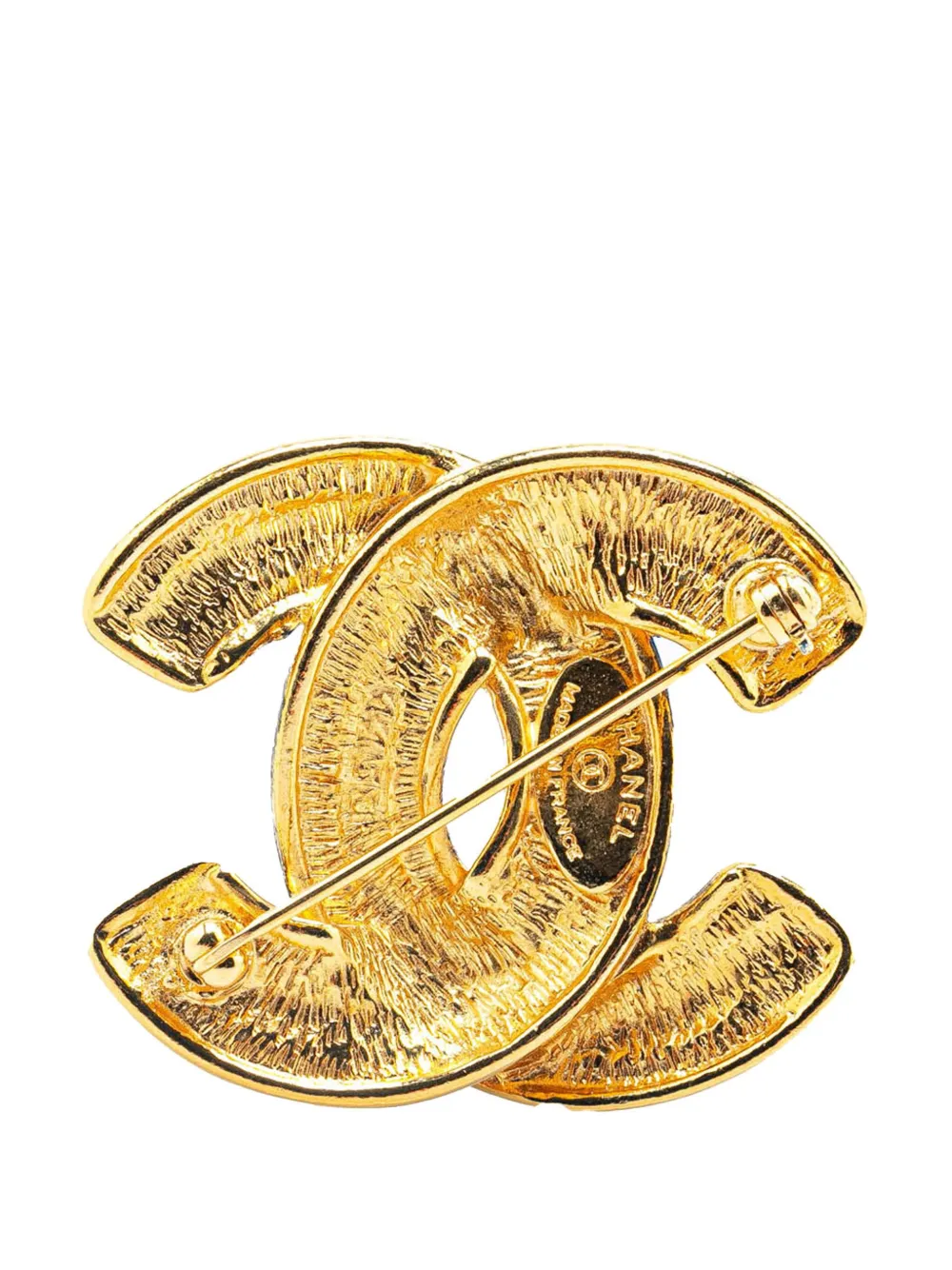 CHANEL Pre-Owned 1980-1990 vergulde CC gewatteerde broche - Goud