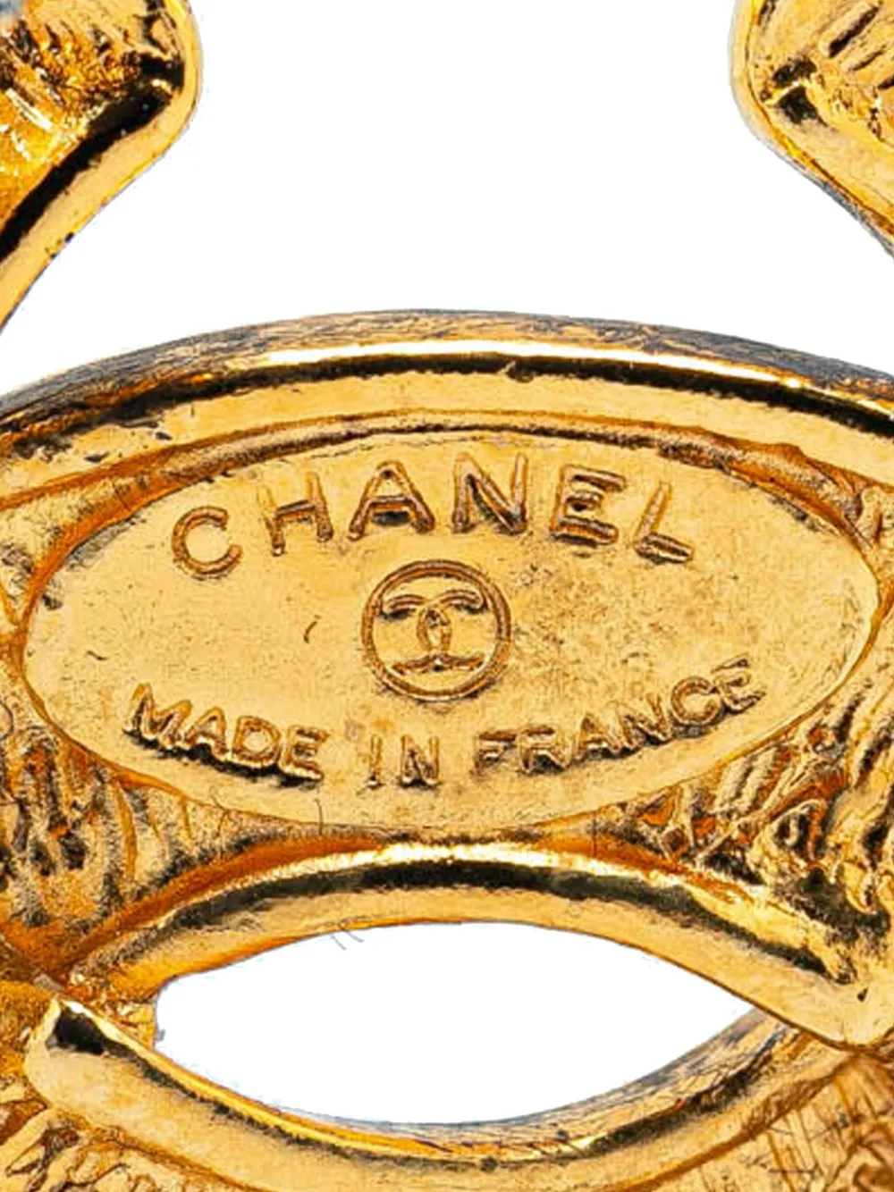 Pre-owned Chanel 1980-1990 Gold Plated Cc Quilted Brooch Costume Brooch