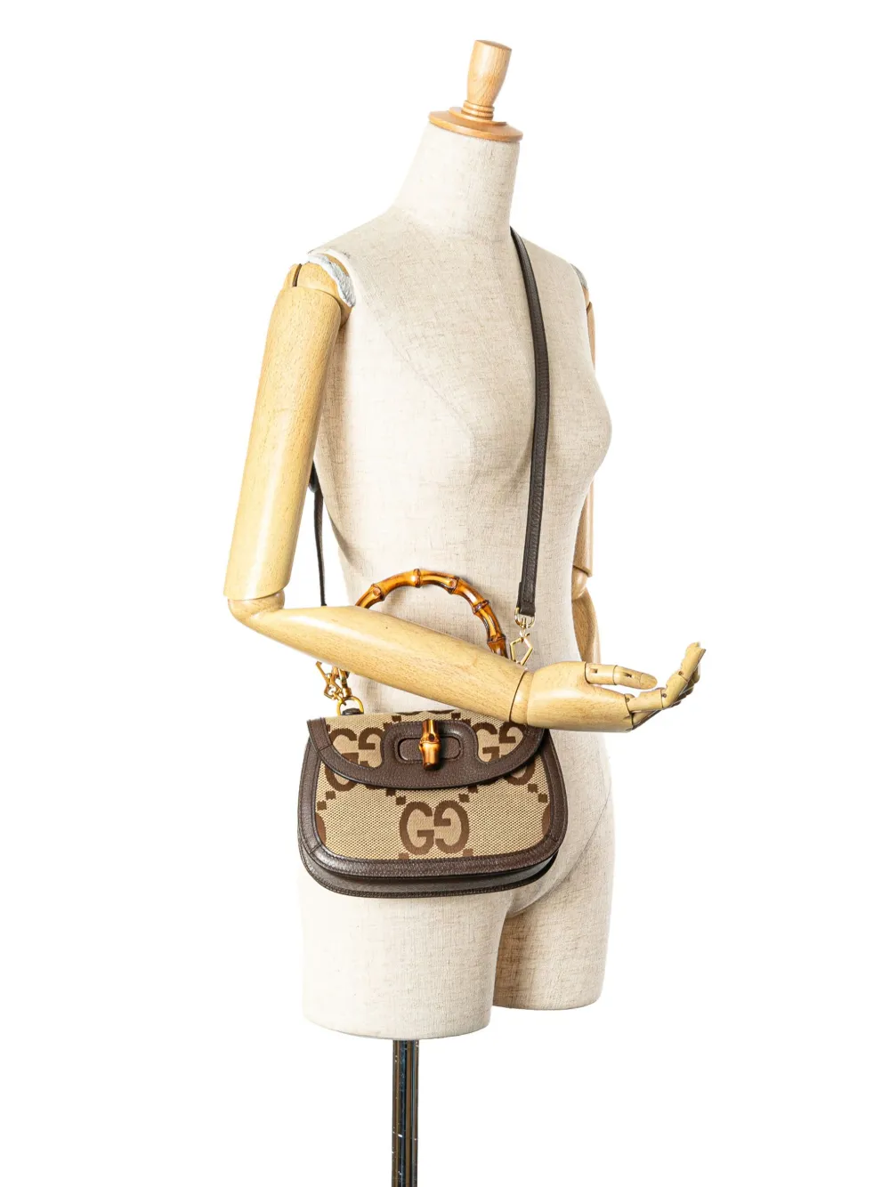 Gucci Pre-Owned 2016-2024 スモール ジャンボ GGキャンバス バンブー  