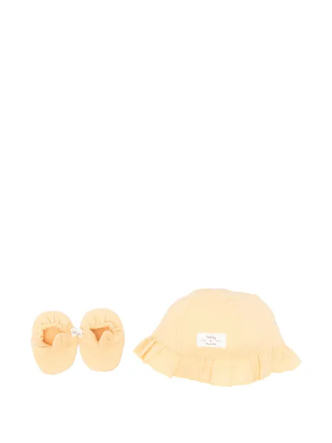 TEDDY & MINOU set de zapatos y gorro de gasa orgánica 