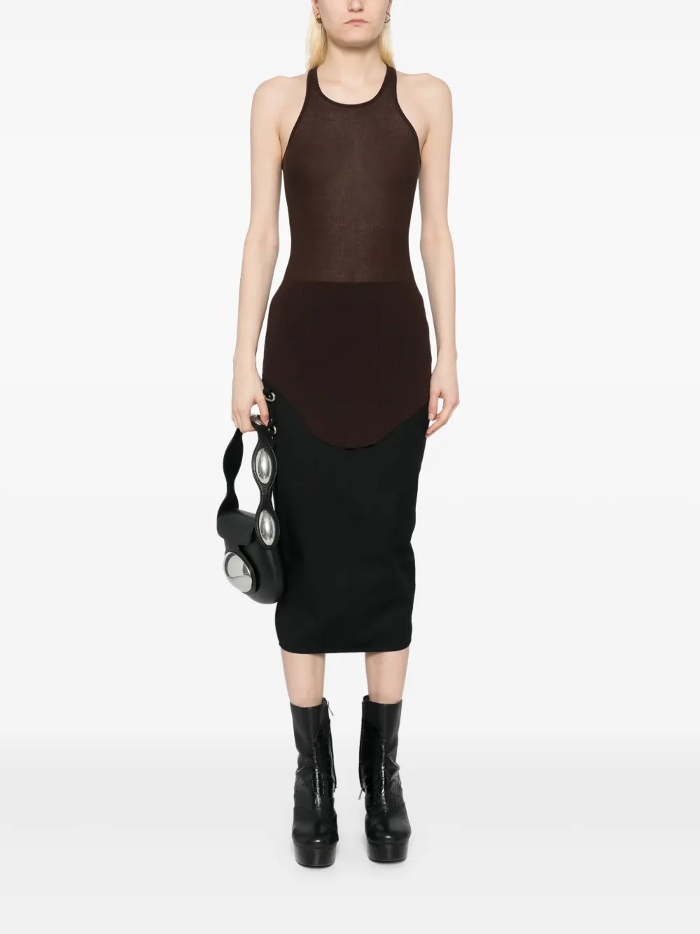 Rick Owens Geribbelde tanktop - Beige