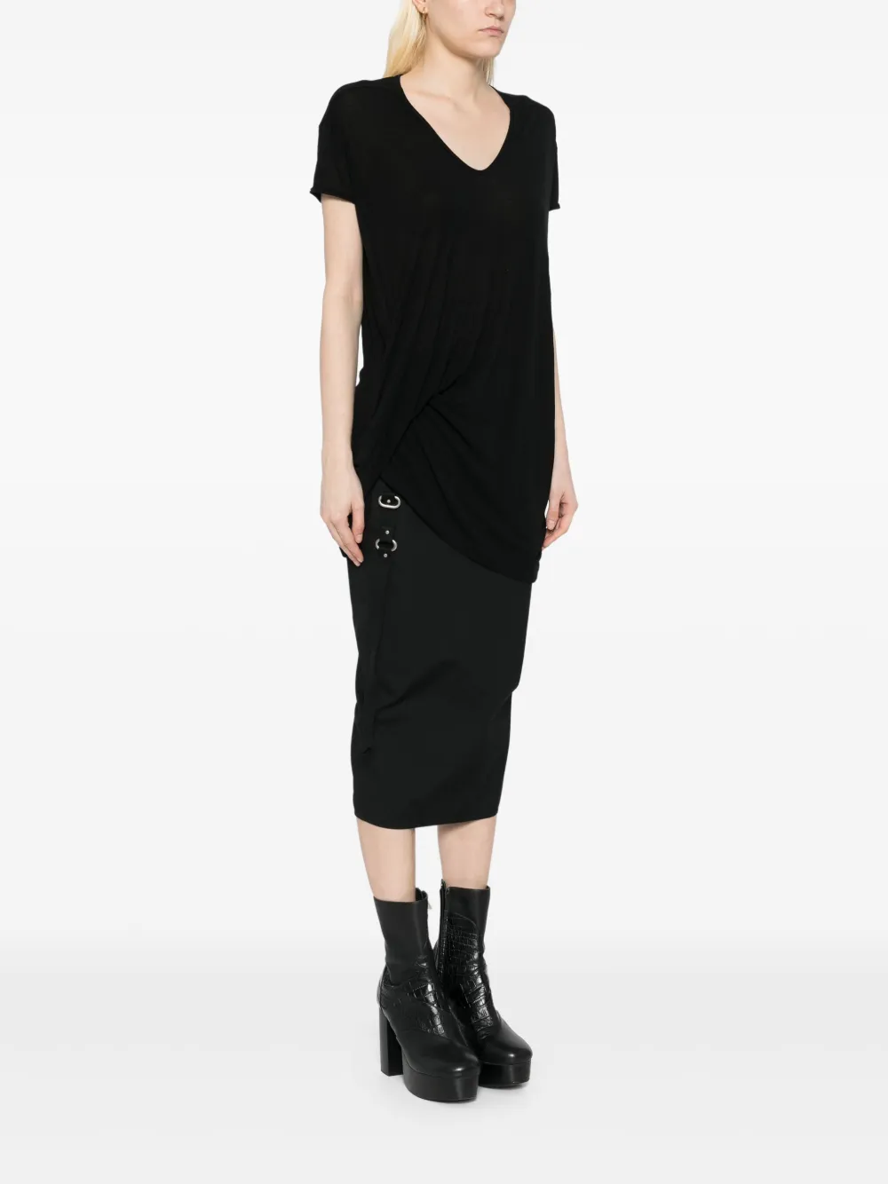 Rick Owens Hiked T-shirt Zwart
