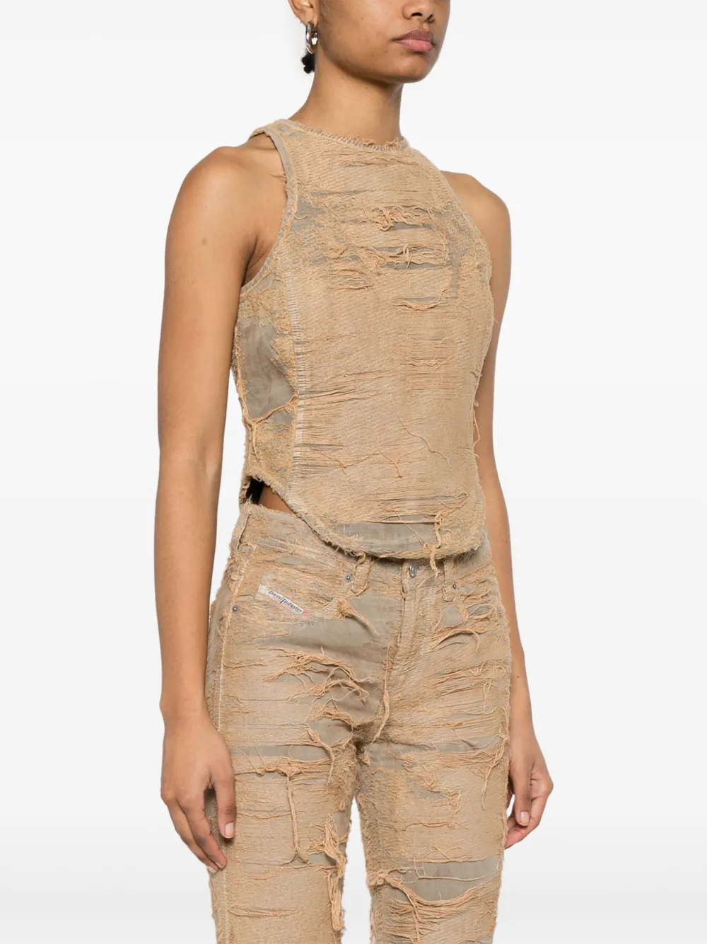 Diesel De Astro Fsg Cotton Top Destroyed Effect In Neutrals