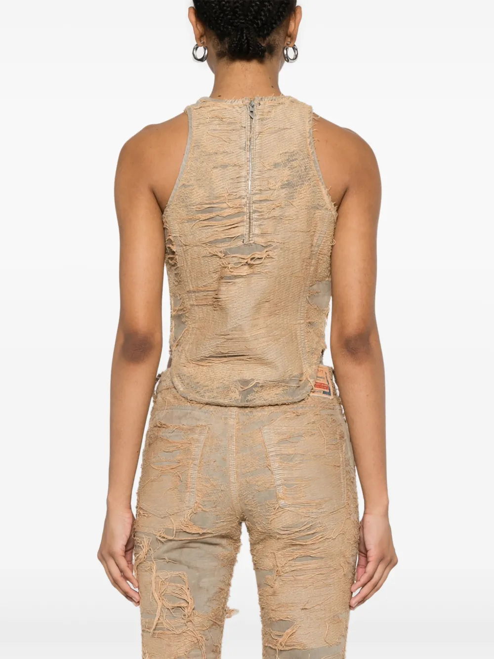 Diesel De Astro Fsg Cotton Top Destroyed Effect In Neutrals
