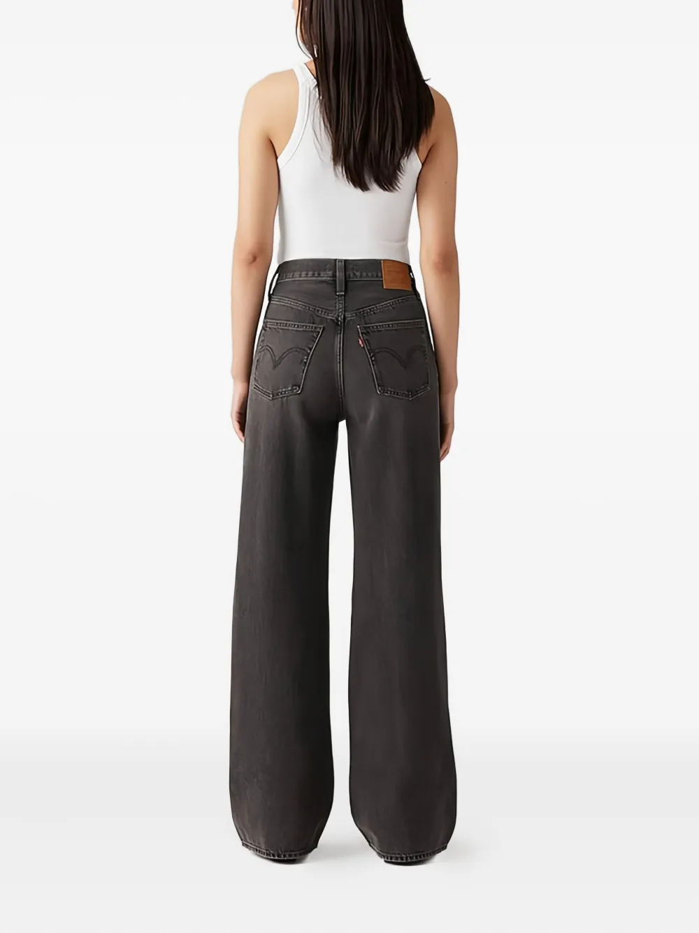 Levi's Ribcage jeans met wijde pijpen Zwart