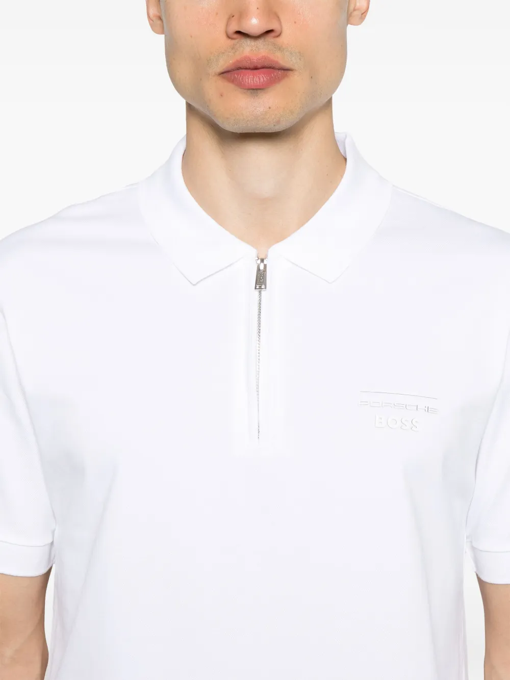BOSS x Porsche poloshirt met rubberen logo Wit