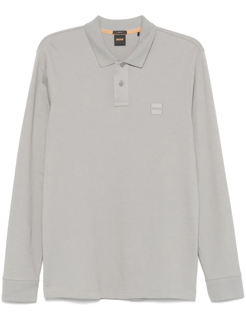 BOSS polo en coton stretch à patch logo | gris | Image 1