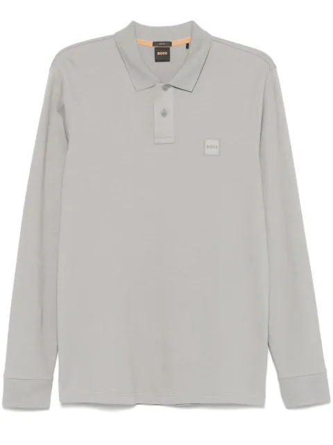 BOSS logo-patch stretch-cotton polo shirt