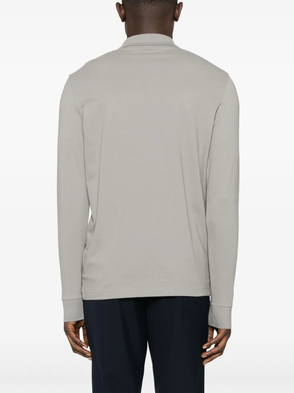 BOSS Stretch-katoenen poloshirt met logopatch Grijs