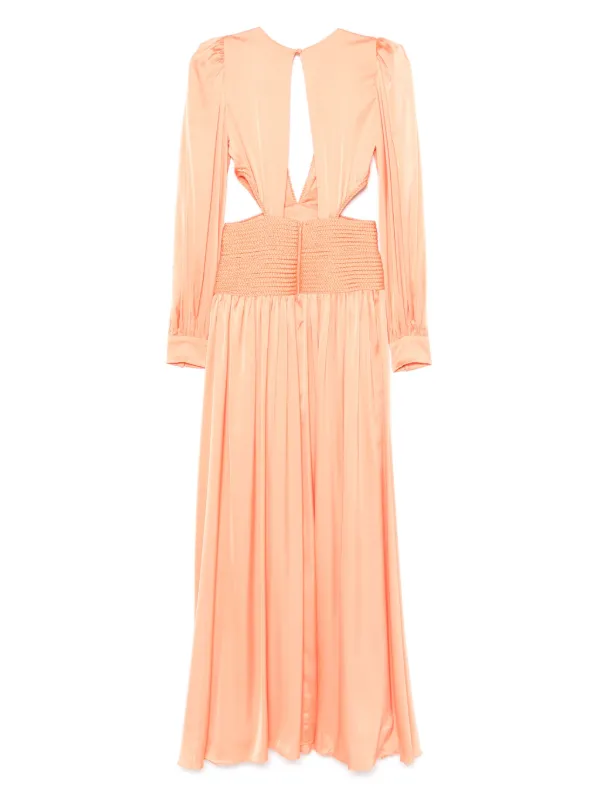patbo orange dress Serving sunset vibes with a plunging neckline and billowing sleeves. Effortlessly chic, endlessly elegant