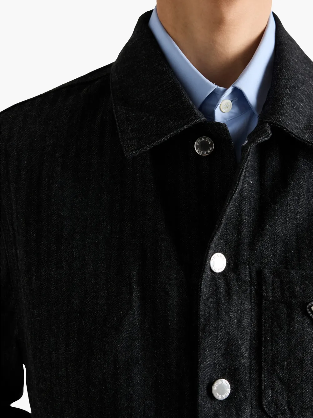 Prada Denim jack met chevron streep Zwart
