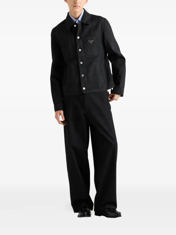 Prada Chevron Denim Jacket | Black | FARFETCH
