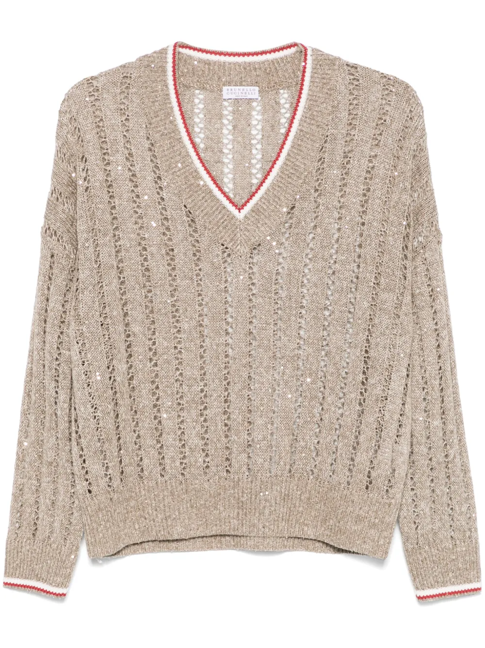 Brunello Cucinelli Opengebreid T-shirt Beige