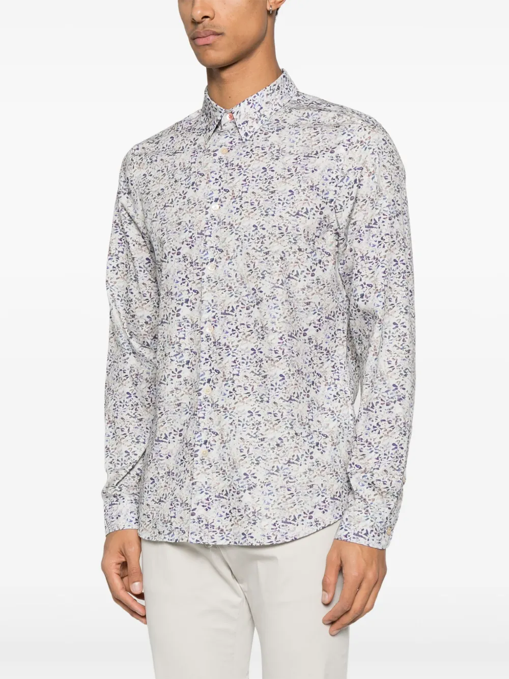 PS Paul Smith Overhemd met bloemenprint en textuur Blauw